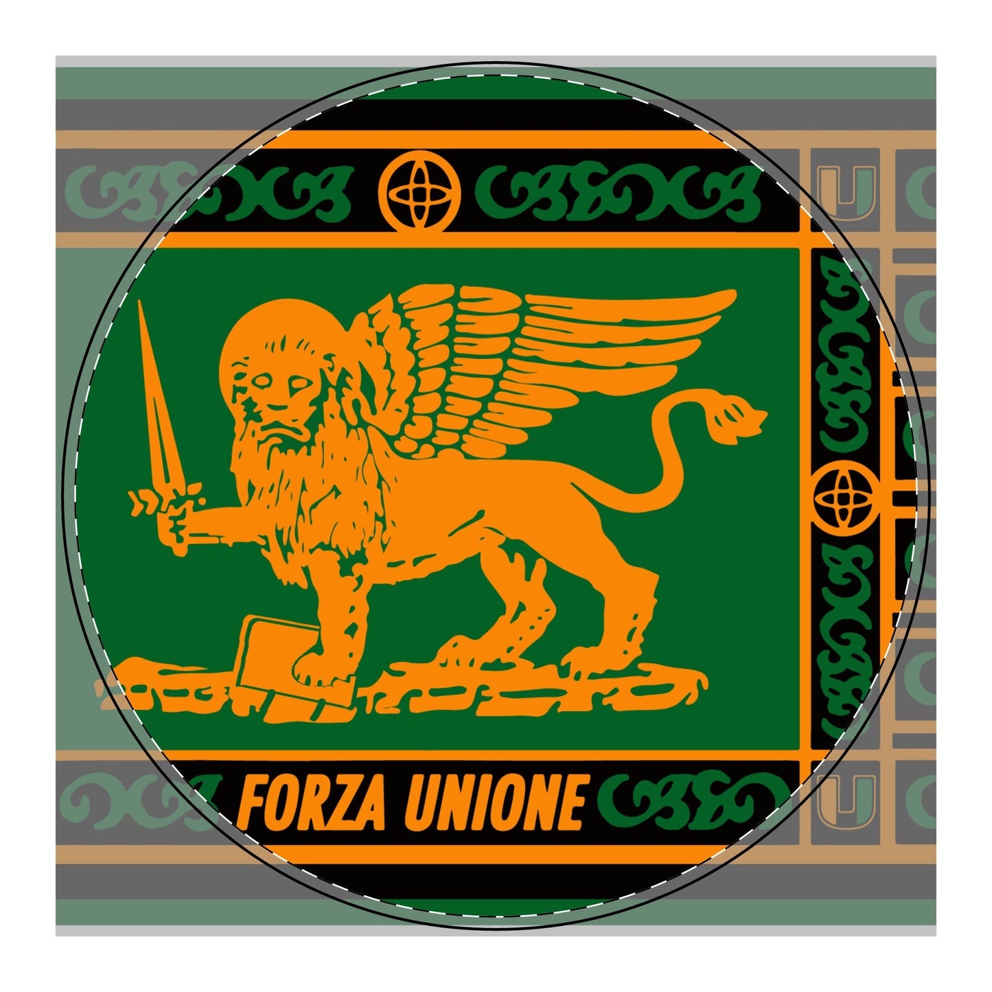 L'Unionista PU Leather Mouse Pad — Venetian Lion 'Forza Unione' Green & Orange Desk Pad