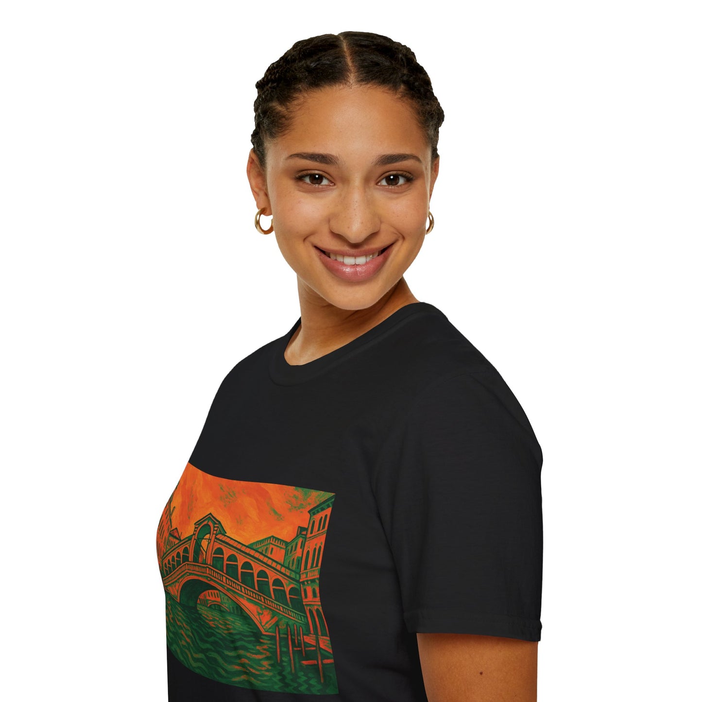 Artwork T-Shirt Unisex Rialto Bridge with Orange and Green Softstyle