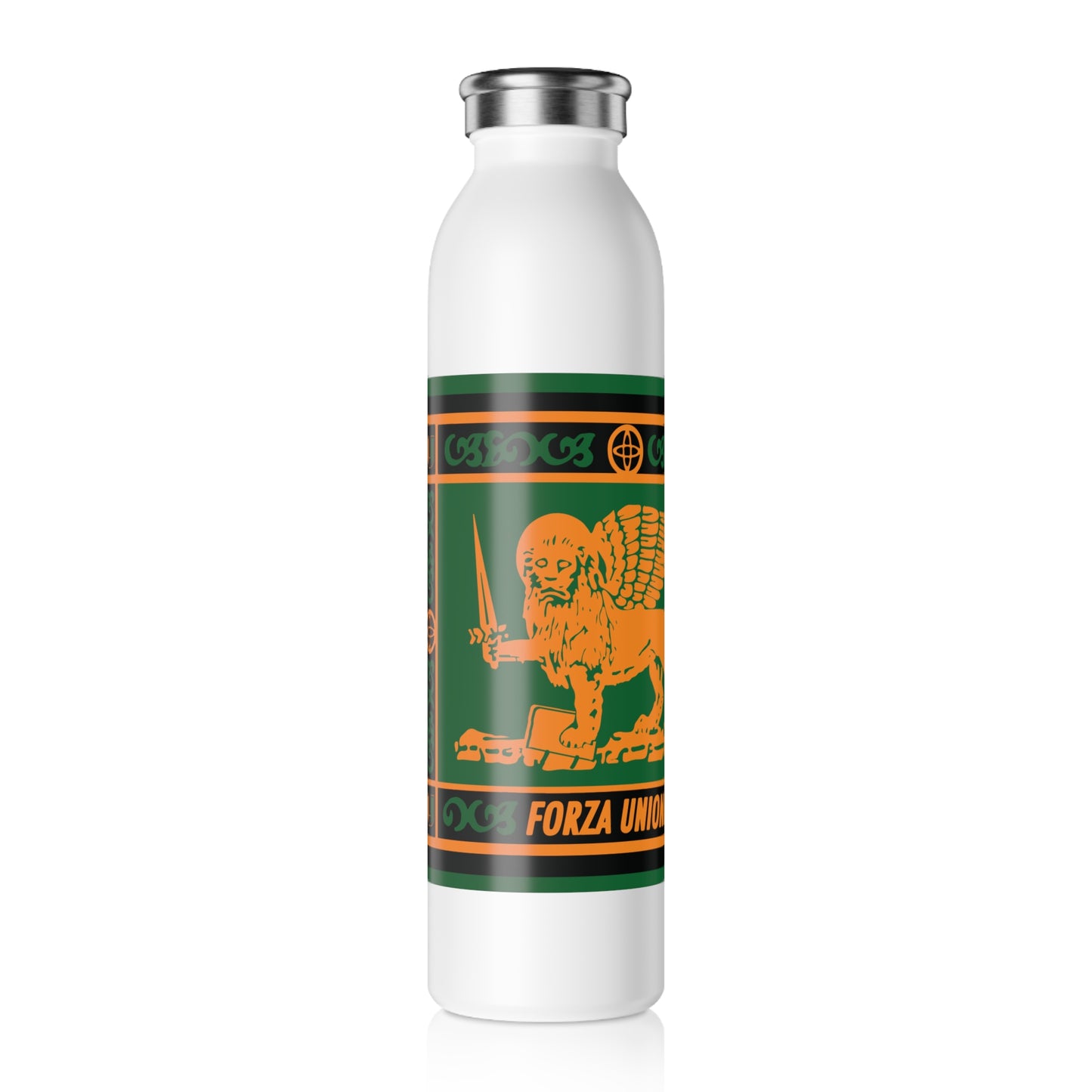 L'unionista Slim Water Bottle with Bold Lion Design, Eco-Friendly Hydration,