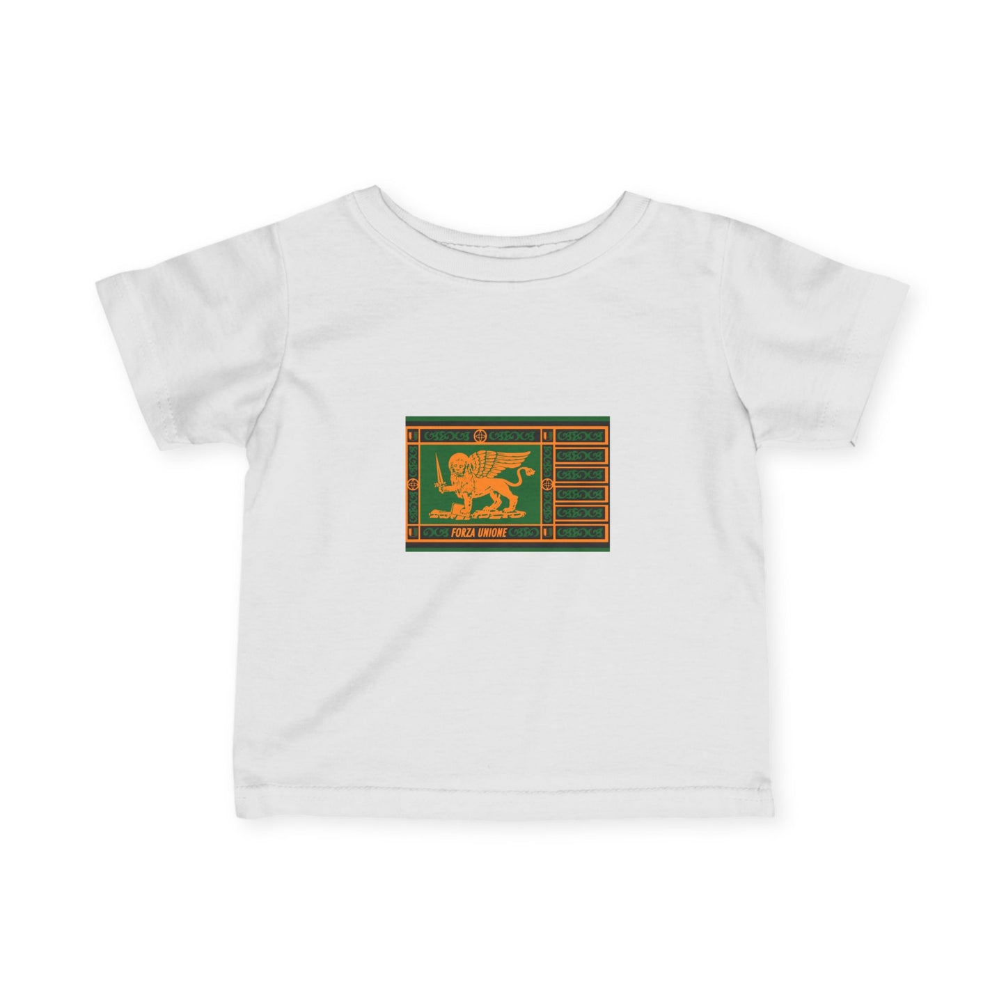 L'Unionista Infant Tee — Retro Green & Gold Lion Crest Baby Shirt